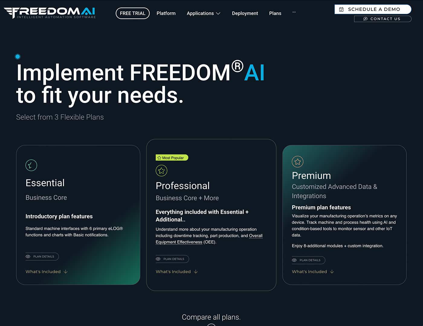 FREEDOMiot.ai Plans page